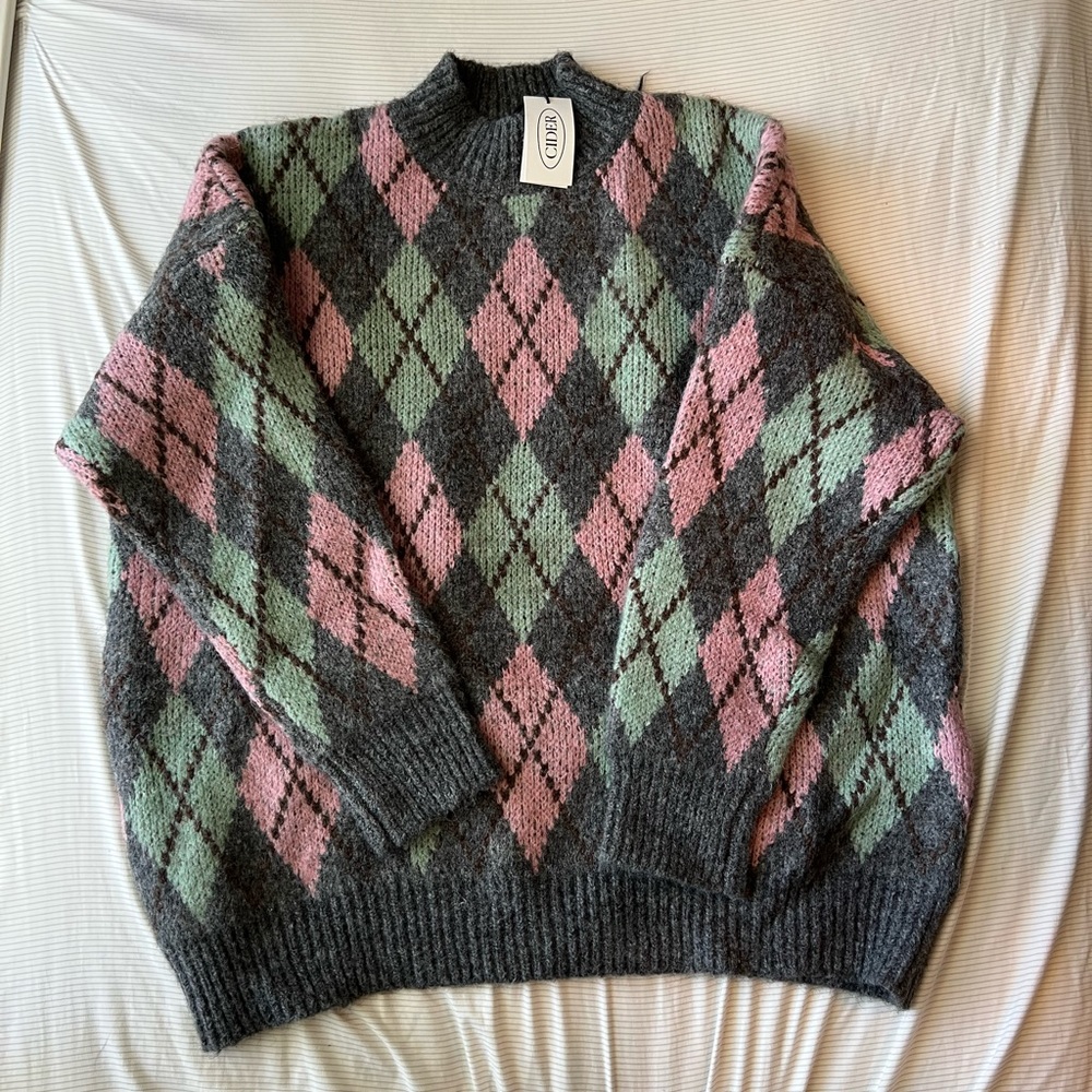 Knit argyle sweater